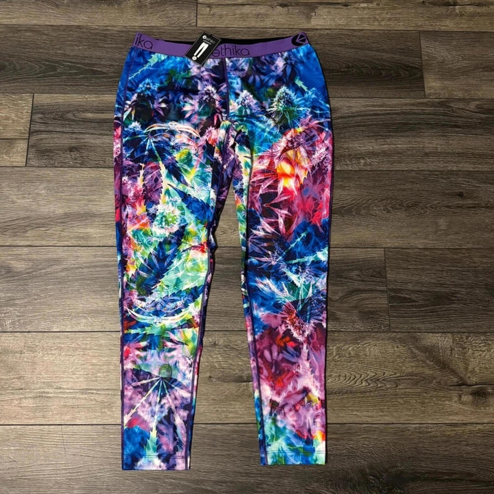 Ethika Botanical Psychedelic‎ Print Leggings Multicolor 2XL Yoga Gym Rave Weed